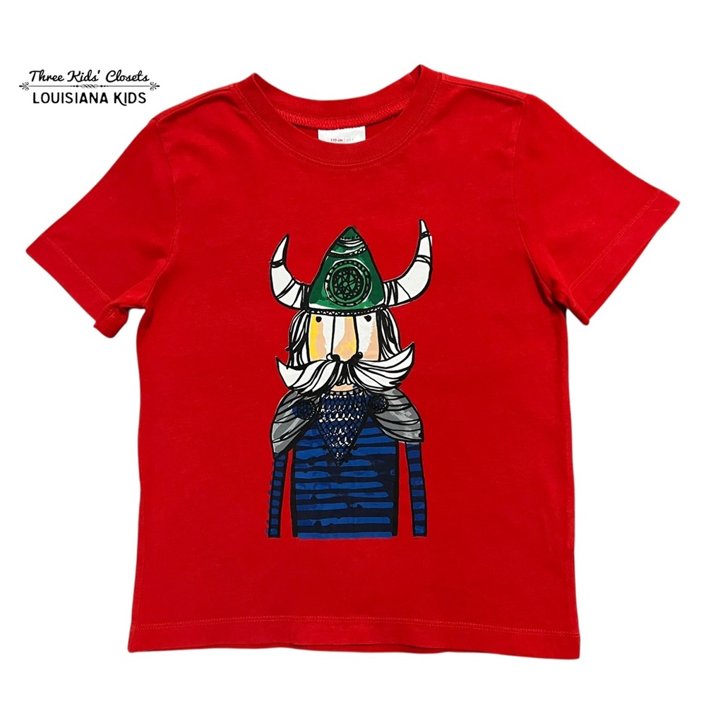 Hanna Andersson Sz 110 (5) Red Viking Graphic Tee Shirt